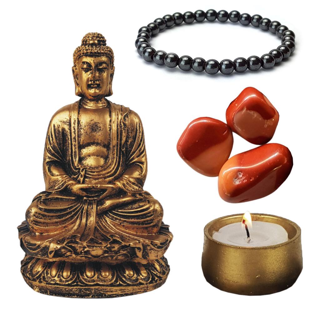 Imagem Estatua Buda Hindu 11Cm Zen Pedra Jaspe Pulseira Porta Vela
