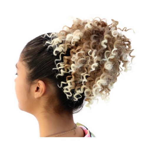 Rabo de Cavalo/Coque de Cabelo Cacheado Curto Afro Organico -Com Regulador e Pentes