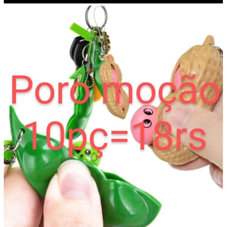 Chaveiro Vagem De Ervilha/Amendoim Feijão Apertar Espremer Brinquedo Anti Stress 10pç=18rs)
