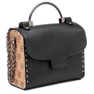 Bolsa Feminina Alça de Mão/Tiracolo Laterais de Madeira Dhaffy