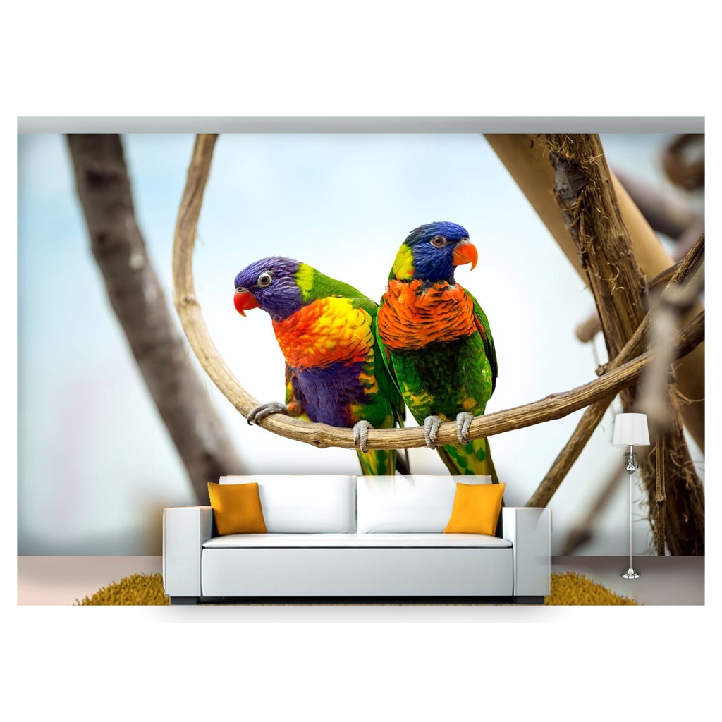 papel de parede Animais casal de pássaros 3D 7,5m² ANM128