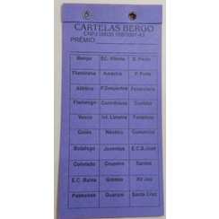 Cartela de Rifa ou Cartela da Sorte Bergo com nomes de pessoas ou times a escolher - escolha a cor