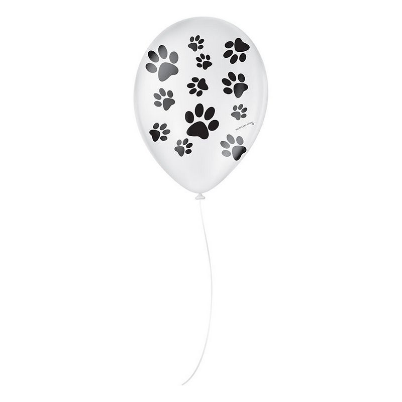 Balão de Festa Decorado Patinha de Cachorro - Branco e Preto 9" 23cm - 25 Unidades - São Roque em Oferta na Shopee