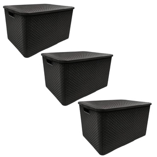 Oferta Kit 3 Caixas Organizadora Rattan Com Tampa Para Brinquedo E Roupa Suja Multiuso 7 Litros