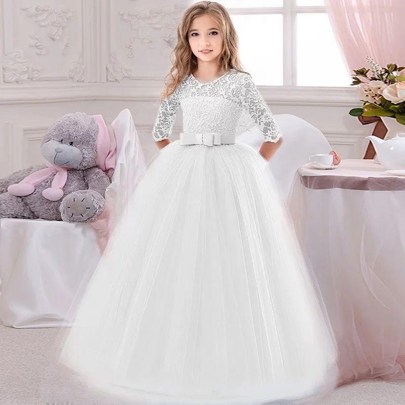 Apply build up blend vestido infantil longo branco e manga comprida | Shopee Brasil