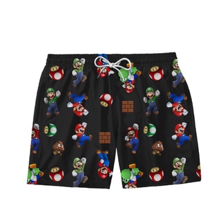Short Masculino Bermuda Praia Jr Mauricinho Super Mario Poliester Elastano