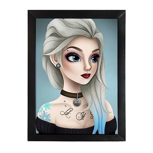 Placa decorativa Frozen Tattoo Self Quadro decorativo Disney Frozen Princesas Tumblr