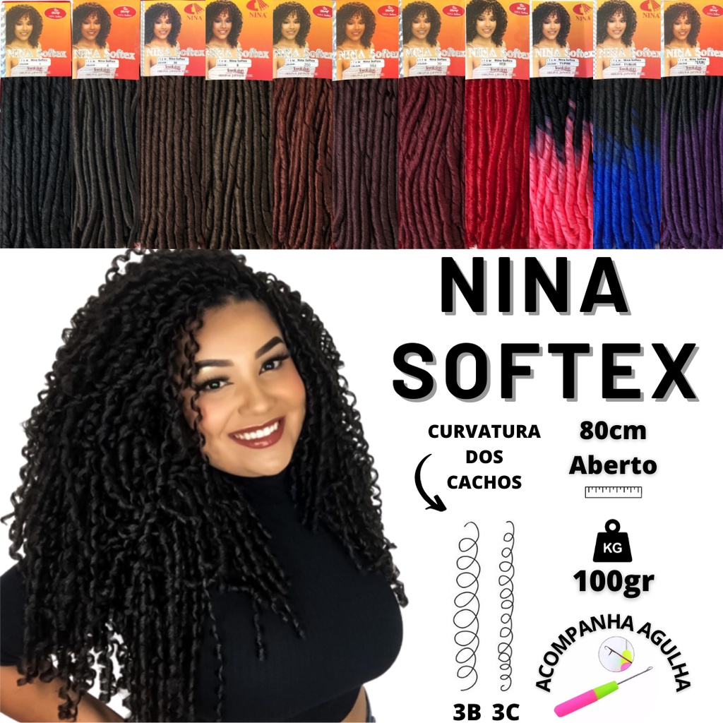 Cabelo Cacheado Kanekalon Nina Softex Dred 90cm Com Agulha em Oferta na Shopee