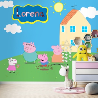 Papel de Parede Personalizado Peppa Pig Com Acrílico Rose em Oferta na Shopee