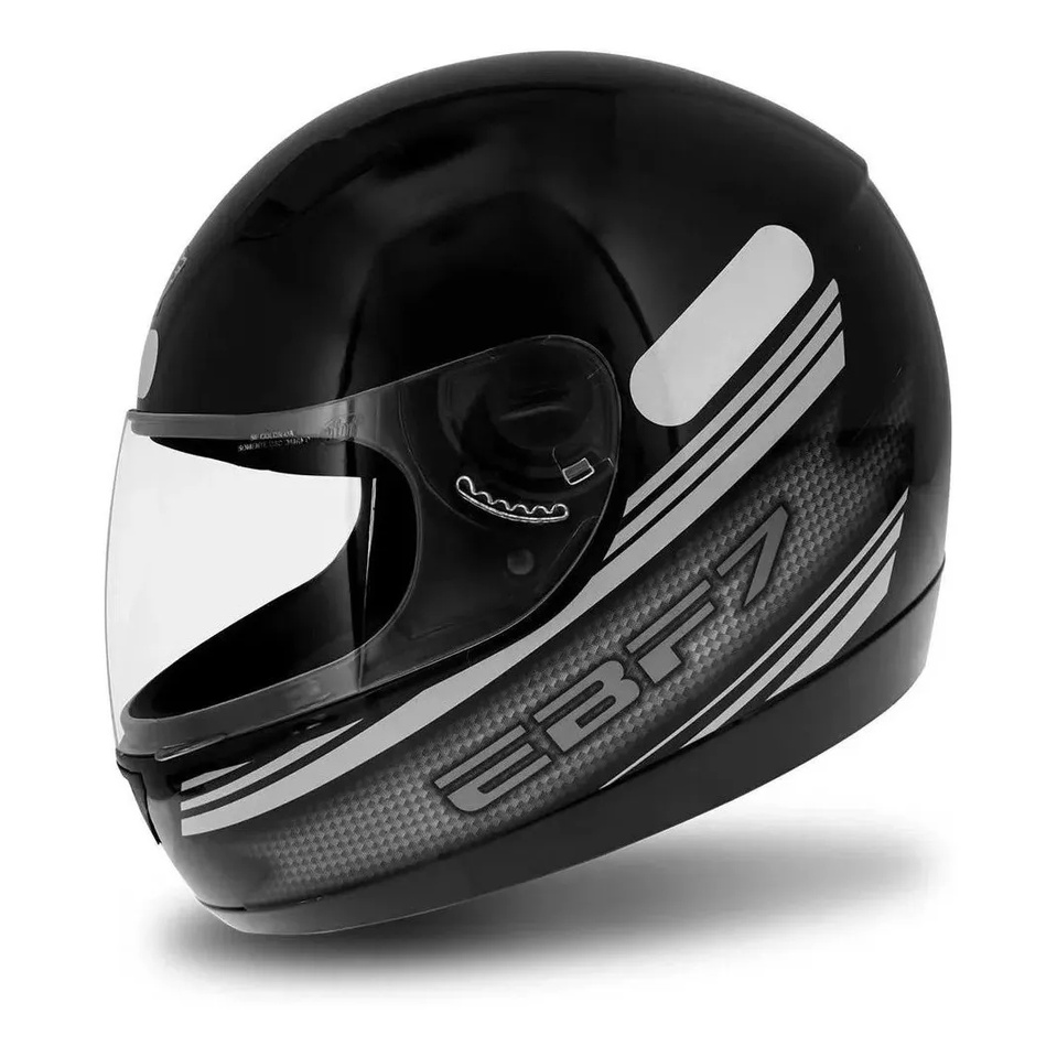 Capacete Fechado Ebf 7 Modelo Carbon Preto E Prata