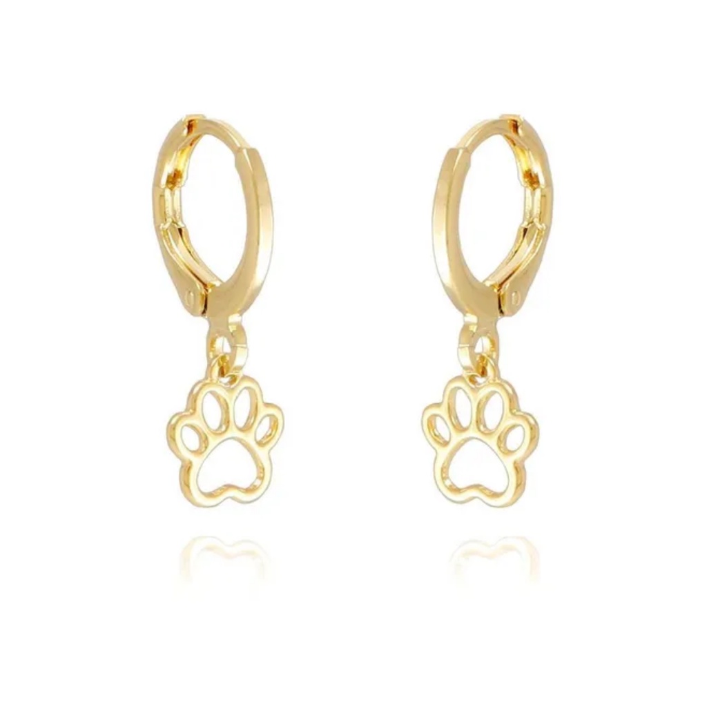 Brinco Argolinha Patinha Pet Pata Banho De Ouro 18K