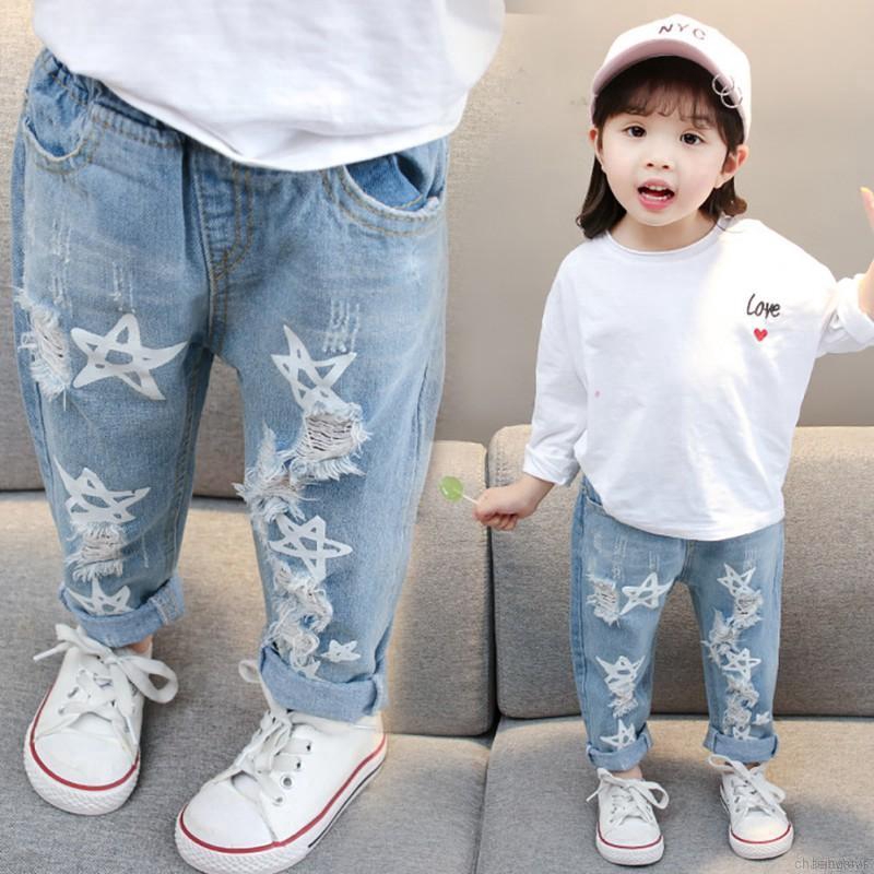 calca jeans infantil rasgada