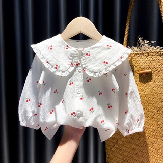 Camisa Para Meninas Manga Comprida Estampa Cereja