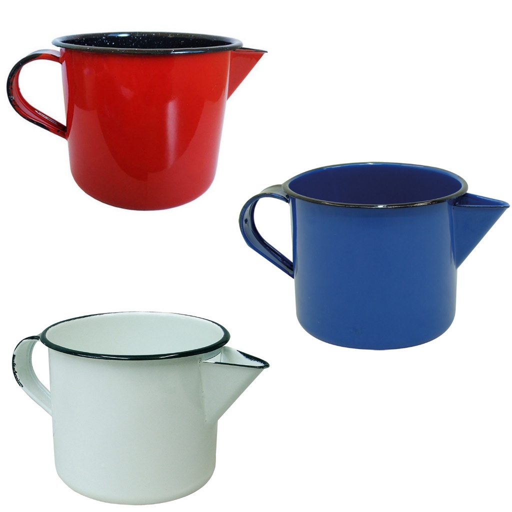 Caneca Esmaltada com Bico Colorida Para Café ou Leite 1 Litro - Metallouça