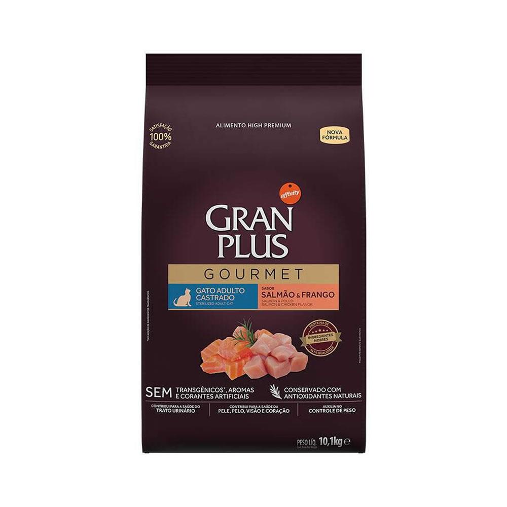Ração GranPlus Gourmet para Gatos Castrados Sabor Salmão e Frango 10,1Kg - Pets