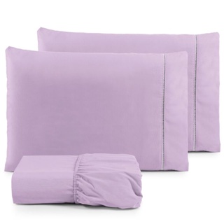 Lençol Casal 3 peças 200 fios 100% algodão com fronha em ponto palito em Oferta na Shopee