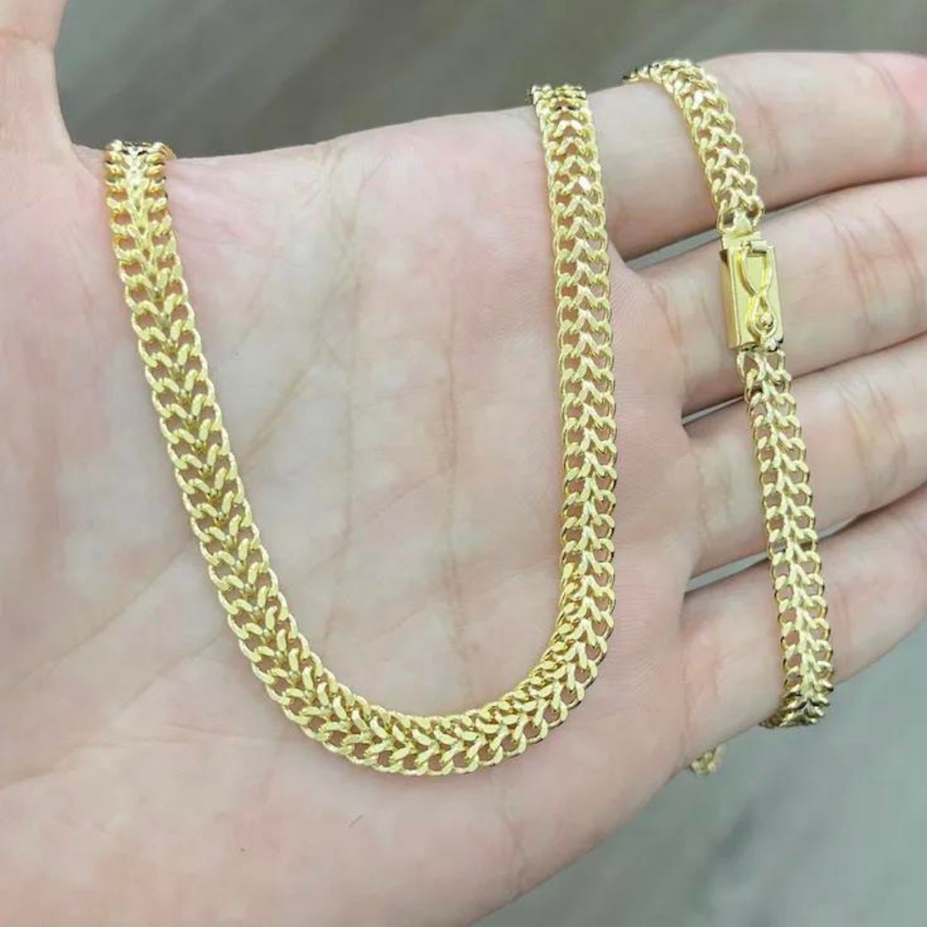 Corrente Masculina De Ouro 6mm 60cm Grumet Soldada Banhada a Ouro 24k Cordão Pitbull