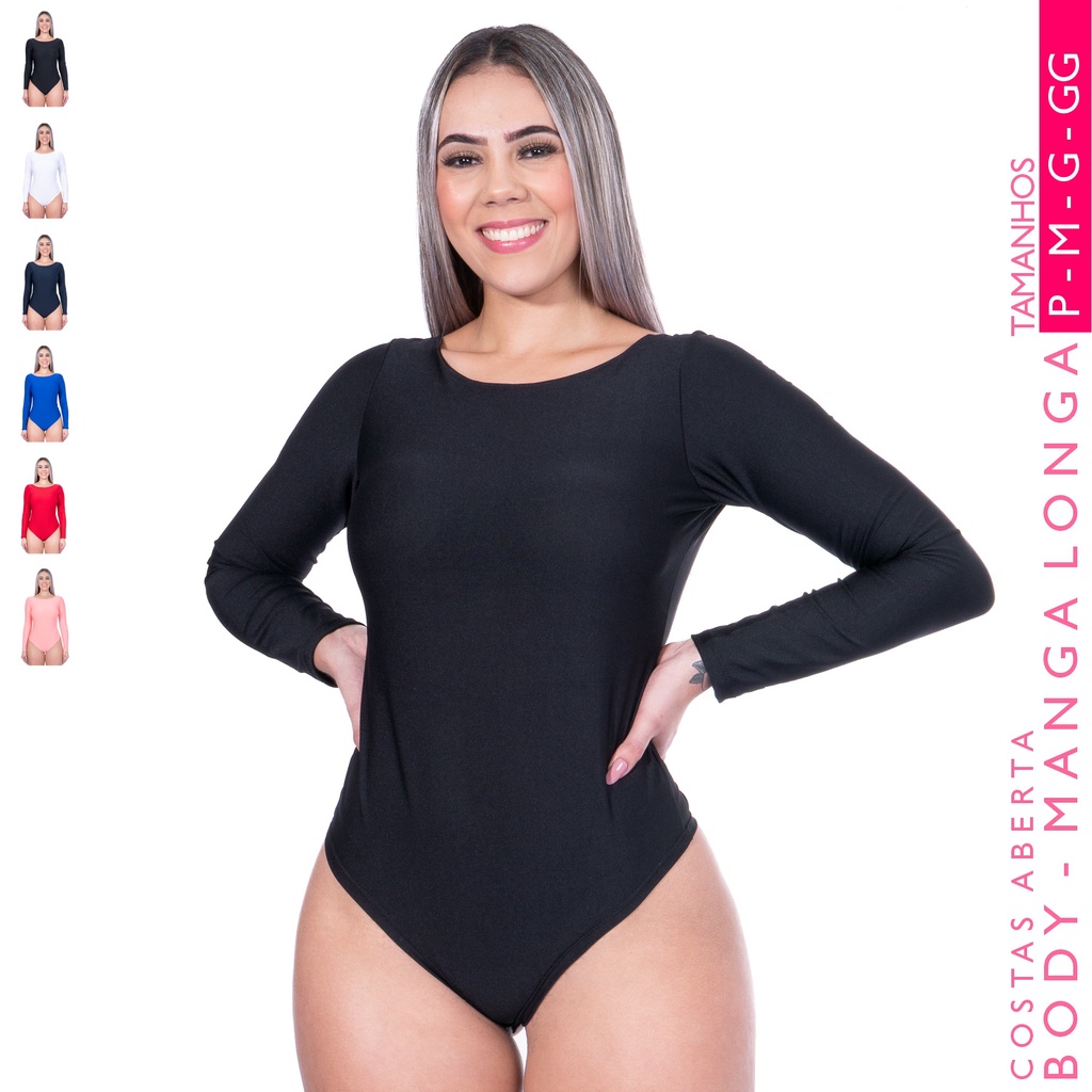 BODY BRANCO BÁSICO FEMININO MANGA LONGA BORI COSTA ABERTA ModaDudis