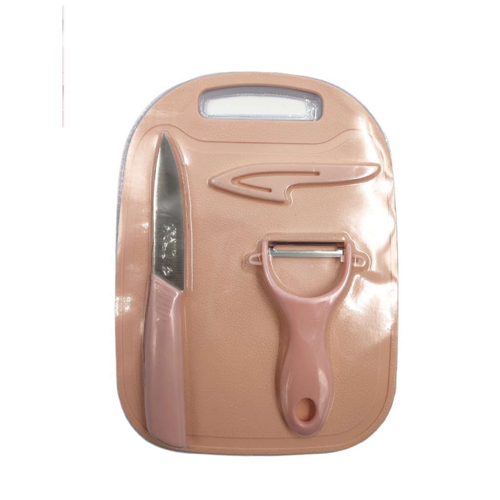 Kit Cozinha Culinária 3 Peças Tábua + Faca + Descascador