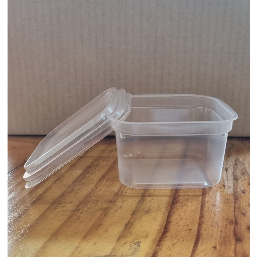 100 un Pote PP Quadrado 250 ml c/ Tampa G377 Bolo no Pote Galvanotek Premium Linha Freezer & Microondas