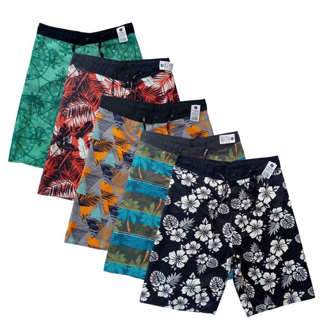 Kit Com 2 Bermudas Elastano Surf Adulto Estampadas Tactel Premium Praia Piscina Academia Passeio Short Confortável