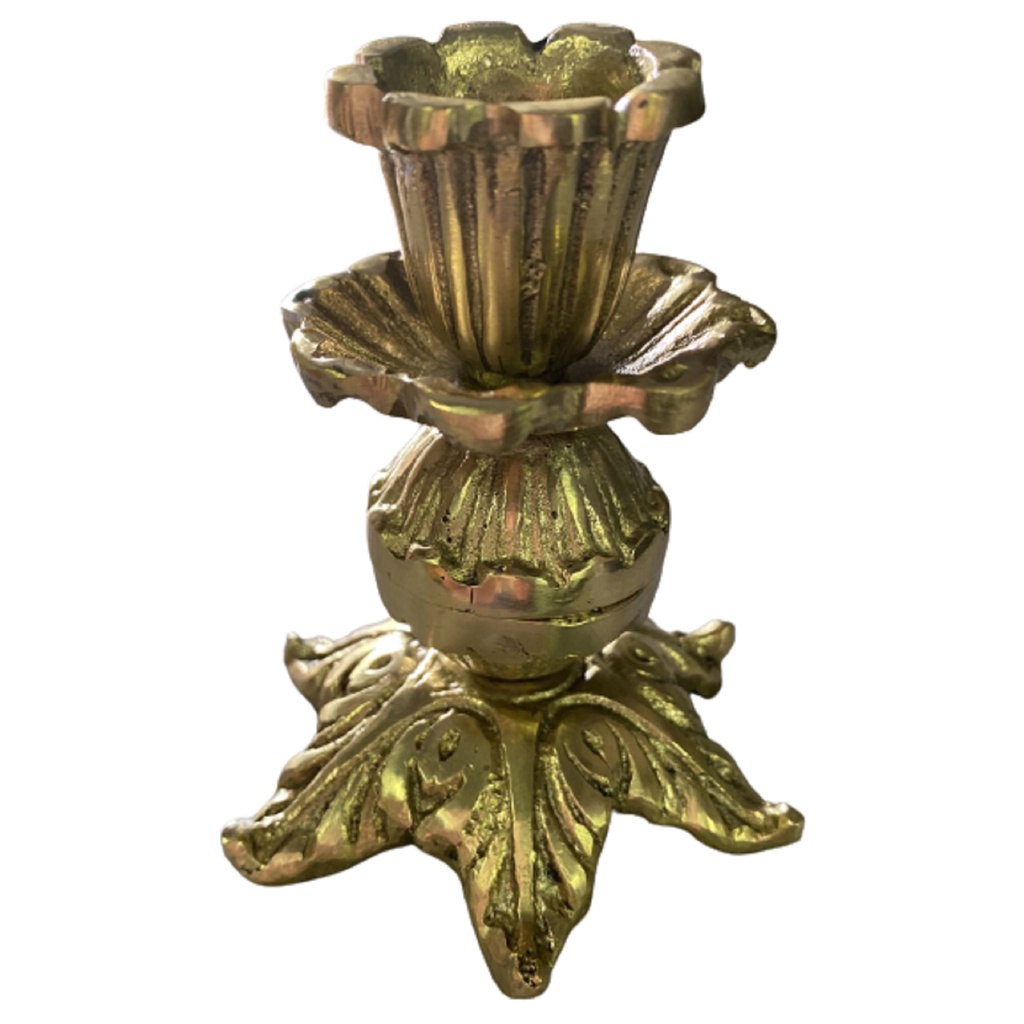 Castiçal Uma Vela 9 Cm Em Bronze Trabalhado Jantares Altares Igrejas