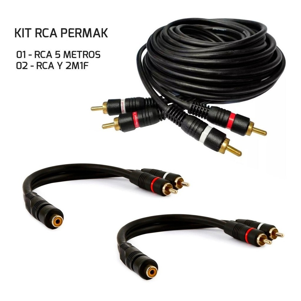 Kit Cabos Rca Permak Para Som Automotivo Audio E Video - Spare Parts and Accessories for Vehicles