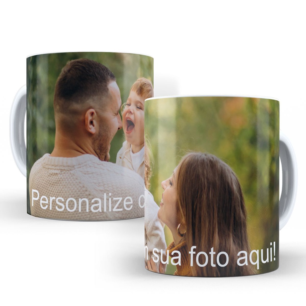 Caneca Personalizada com Foto e Nome Porcelana Presente para Namorado Namorada Natal Pais Mães 325ml