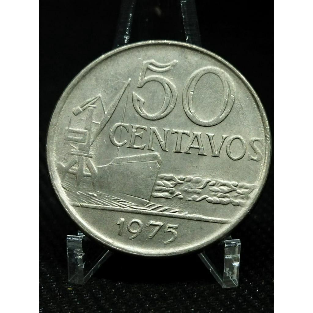 Moeda 50 centavos ano 1975 Serrilha