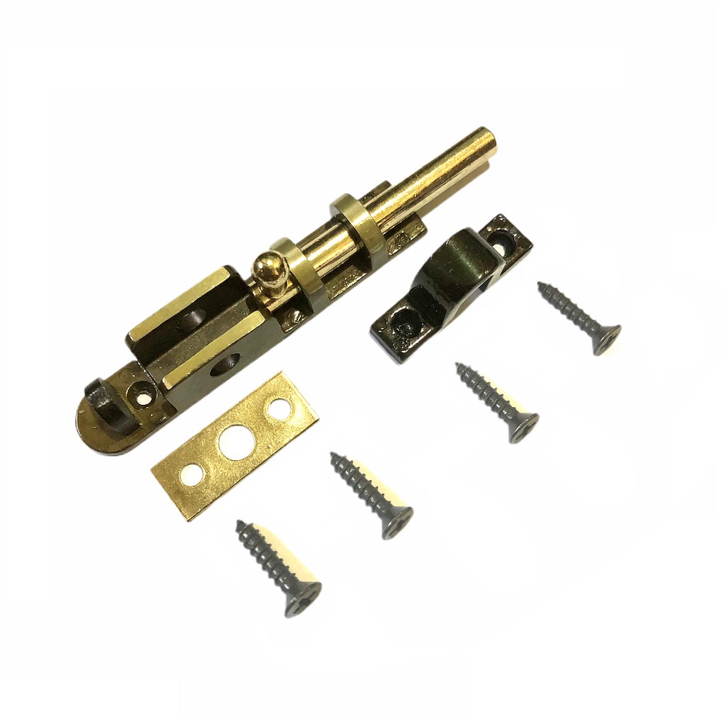 Ferrolho Trinco Fecho Jemae Zamac Latonado Oxidado 09cm - Kit com 8 peças completo