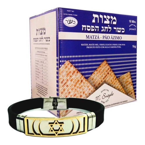 Matza Matzá Matsá Kosher 1kg + Kipá Ortodoxo Preto Veludo
