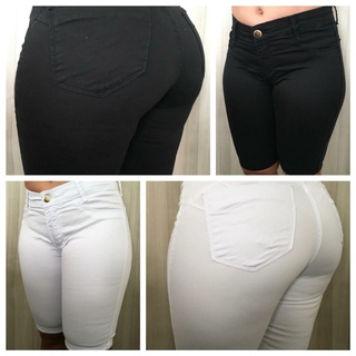 Kit 2 Bermudas Ciclista Coloridas Cós Alto Modelagem Levanta Bumbum Com Pinça