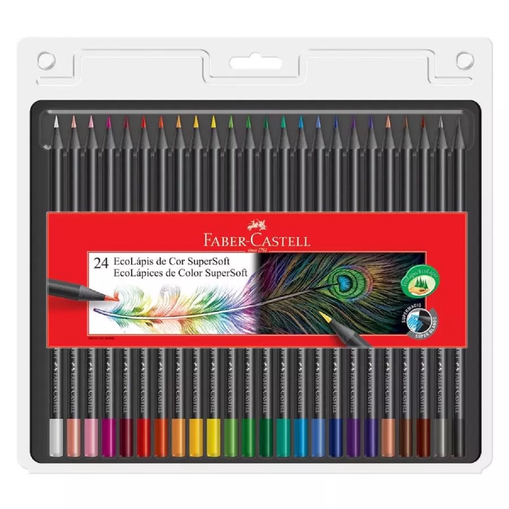 Lápis de Cor EcoLápis Super Soft 24 Cores - Faber Castell em Oferta na Shopee
