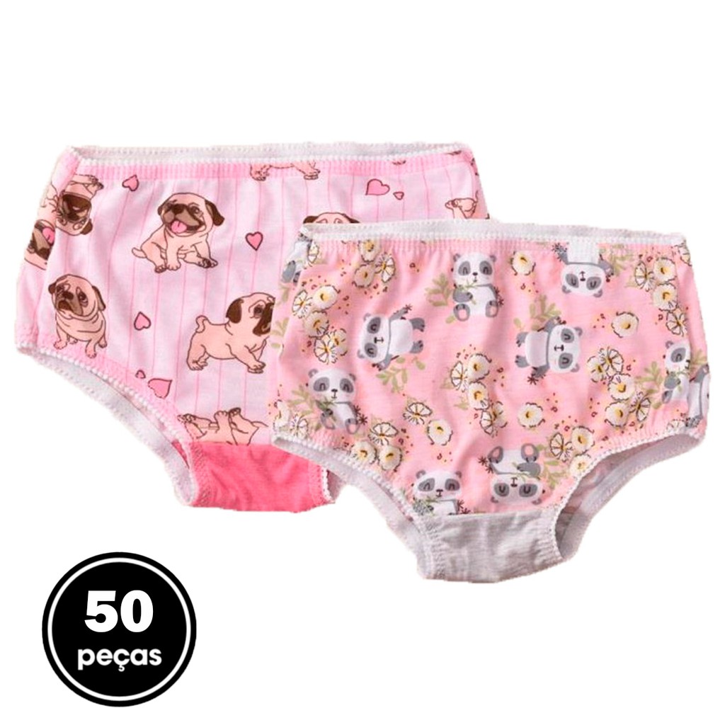 Promoção Kit 50 Calçolinha Confortável Criança Infantil Algodão  Calcinha Barato Atacado