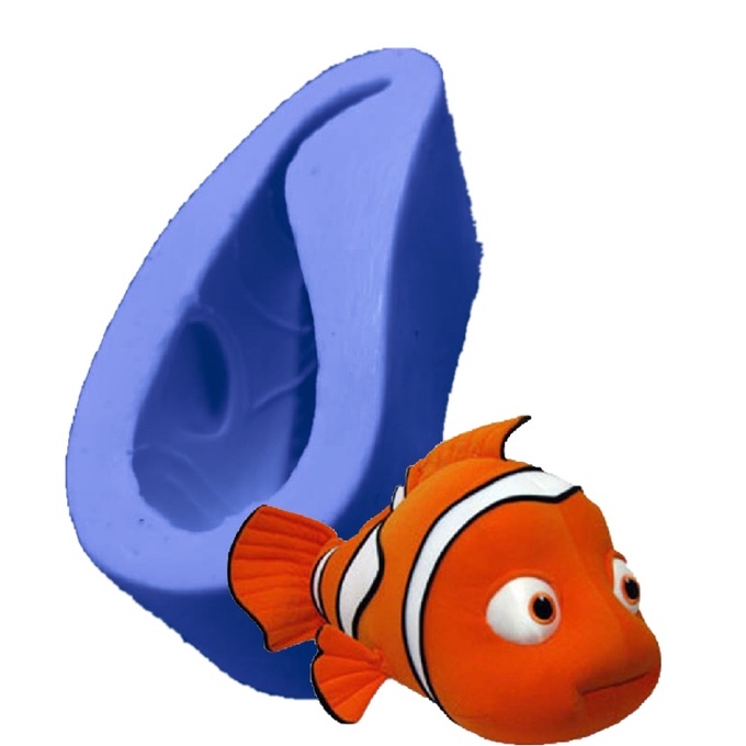 Molde de silicone - Peixe Palhaço Nemo Sabinete Vela Resina Biscuit