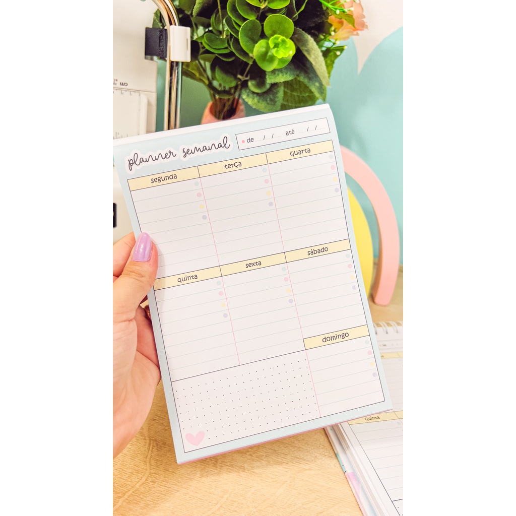 Planner Semanal  e Cardápio Semanal- Blocagem