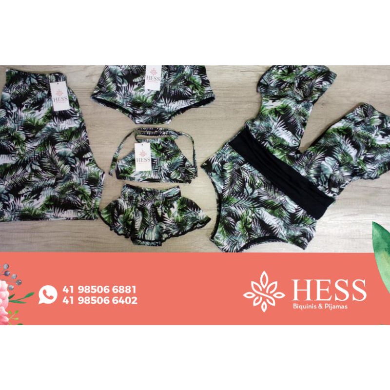 Kit Mãe Pai E Filhos Moda Praia /kit Família Moda Praia / Maiô Mãe Biquíni Filha Sunga Infantil Shorts Masculino / Traje De Banho