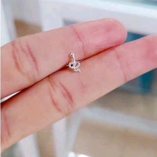 Piercing Cobra Labret Prata com Haste em Aço P/Orelha,Helix,Trágus,Conch,Anti-Helix e Cartilagem