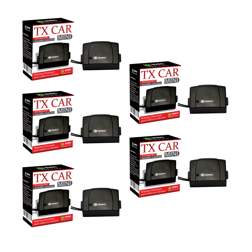 Kit 5 Controle De Portão Eletrônico Tx Car Mini Ipec 433,92 mhz Farol Carro