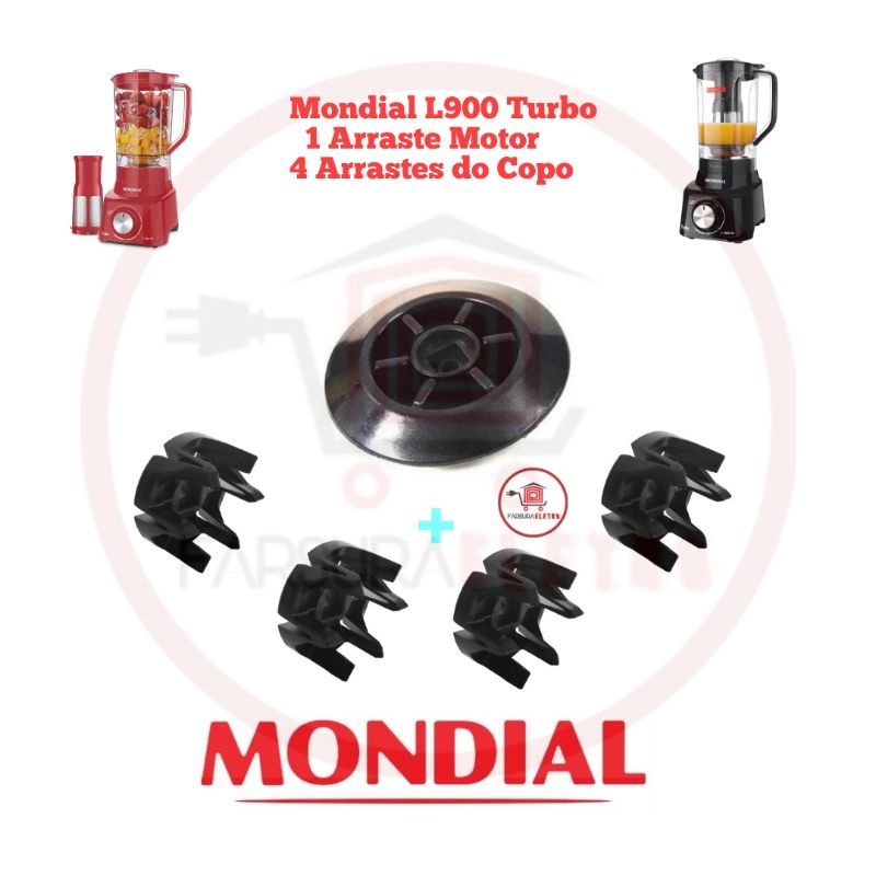 Kit 4 Arraste do Copo + 1 Arraste do Motor Liquidificador Mondial L-900 Turbo