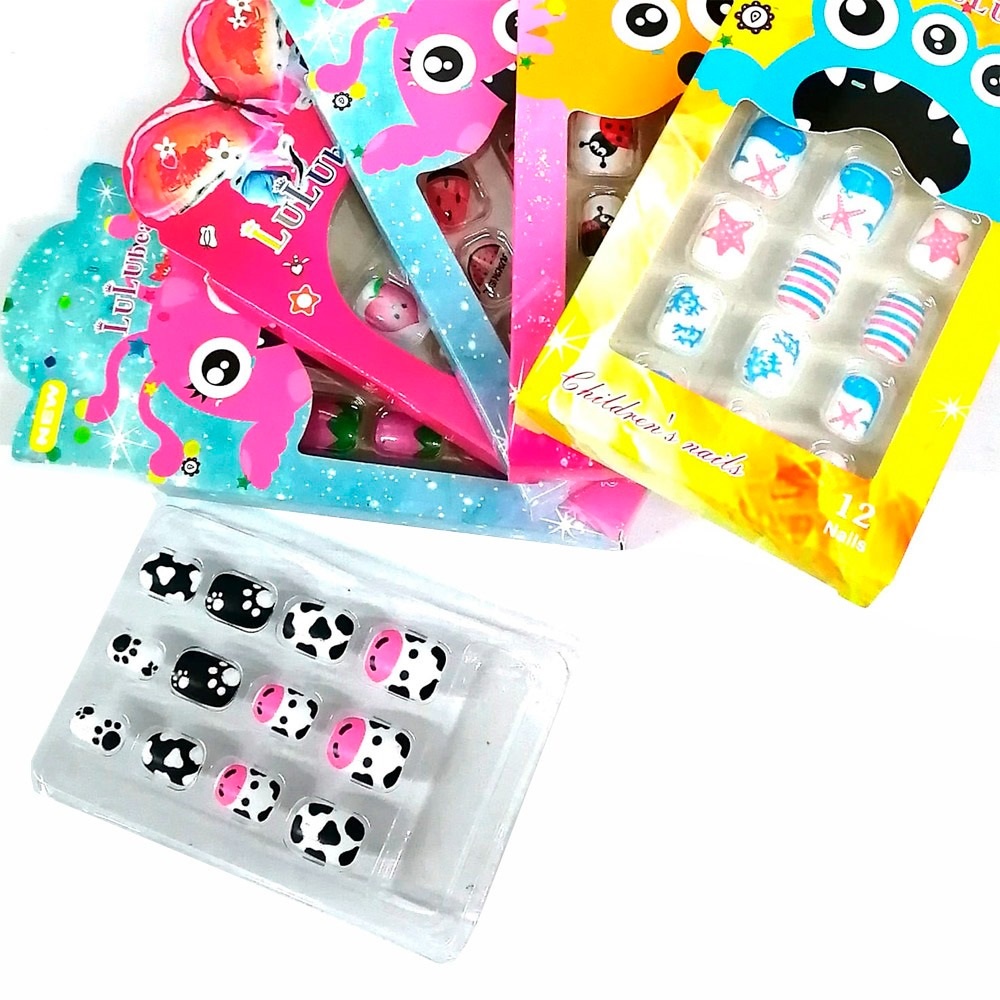 Kit 12 Unhas Postiça Infantil Kids Decoradas Adesivo Colante