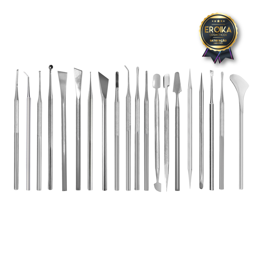 Kit Cutelaria Manicure Pedicure Podologia Podólogo Profissional Instrumentos 20 Peças Inox Completo