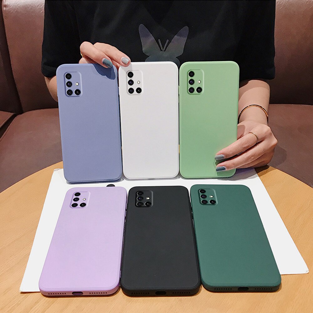 Original Praça Capa De Silicone Líquido Para Samsung A51 A52 A71 A72 Proteção Da Câmera Tampa Do Telefone Bonito — imagem 2 de 2