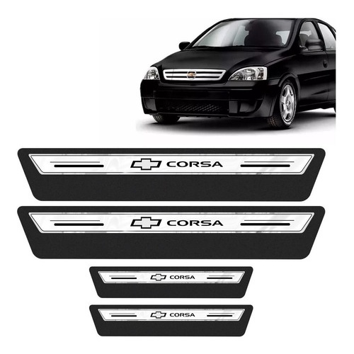 Soleira Protetor Porta Premium Corsa Hatch E Sedan Branco -