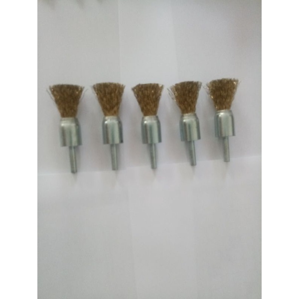 5 pcs Escova pincel 3/4 em aço latonado haste 1/4  corpo usinado proficional