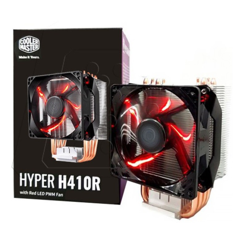 Cooler Master Hyper H410r Led Vermelho P/ Intel Lga 2011 E 2011-3 - Intel® LGA 2066 / 2011-3 / 2011 / 1151 / 1150 / 1155 / 1156 / 1366 / 775 e AMD AM4 / AM3+ / AM3 / AM2+ / AM2 / FM2+ / FM2 / FM1