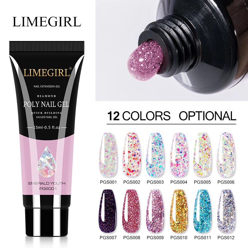 Lixamgirl 15ml Unha Postiça Glitter Semi-Permanente Para Arte De Unha / Prática De Unhas