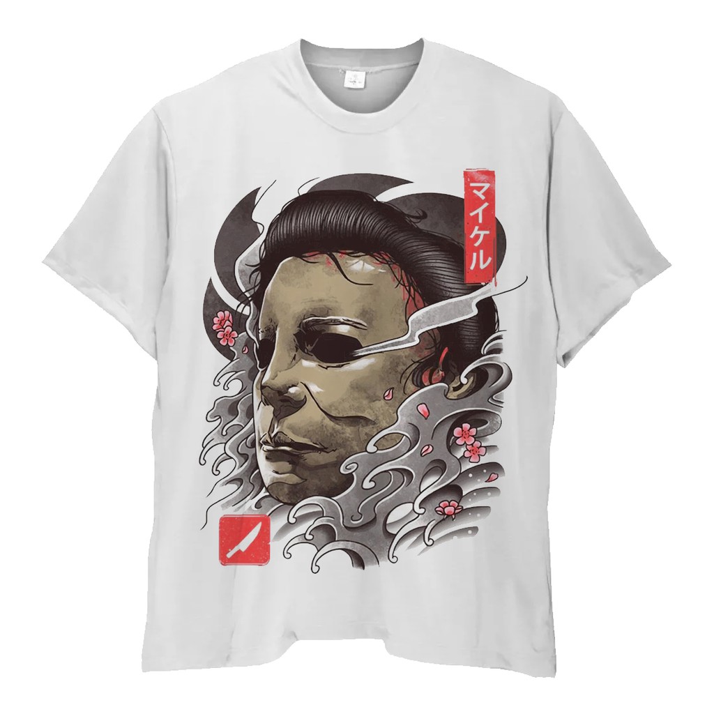 Camiseta Plus Size Halloween Michael Meyers Estampa Filme Terror Personagem Modelo Tamanho Grande