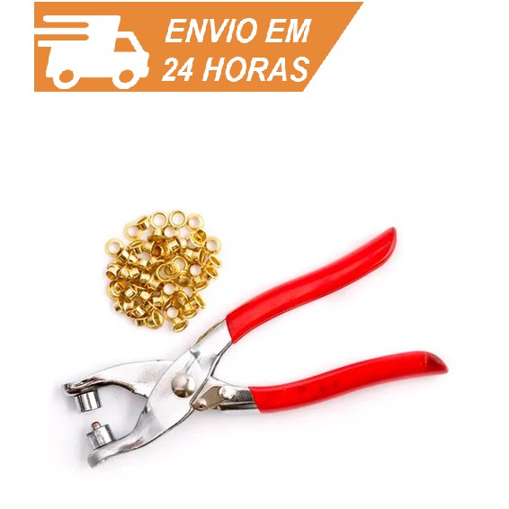 Alicate Para Ilhós Com 100 Ilhós de Brinde - Cintos, Bolsas, Calças Pronta Entrega Envio Imediato