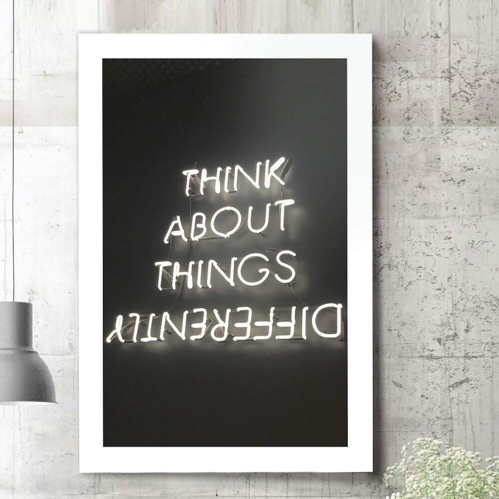 Placa decorativa think about things differently shopee brasil